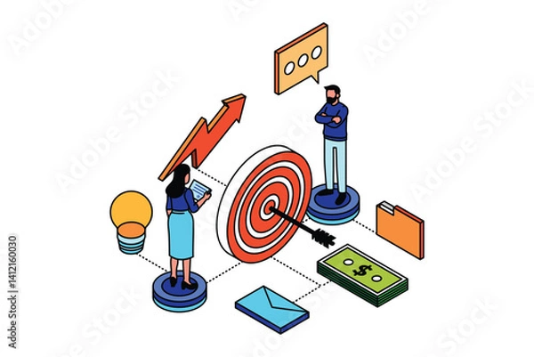 Fototapeta Business Marketing Target Concept Isometric