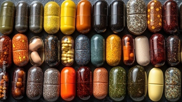 Obraz Colorful assortment of various capsules and pills