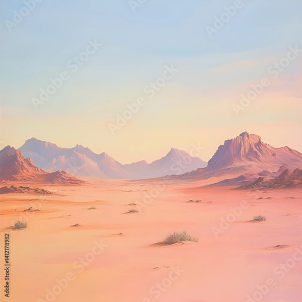 Fototapeta Desert landscape exploration remote desert digital artwork barren environment panoramic view nature's serenity