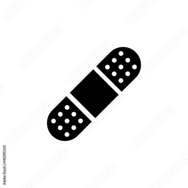 Fototapeta Medical Patch, First Emergency Plaster Solid Flat Vector Icon Isolated on White Background.