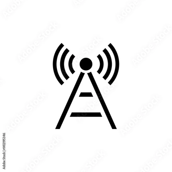 Fototapeta Transmitter Antenna, Cell Phone Tower Solid Flat Vector Icon Isolated on White Background.
