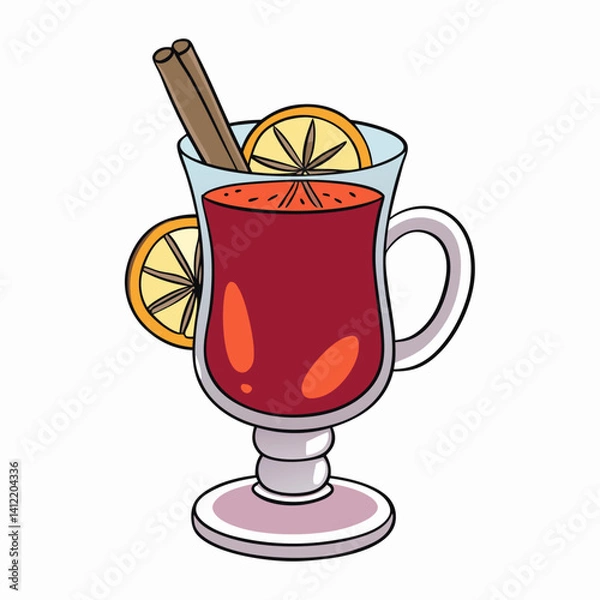 Fototapeta mulled wine simple design vector style on white