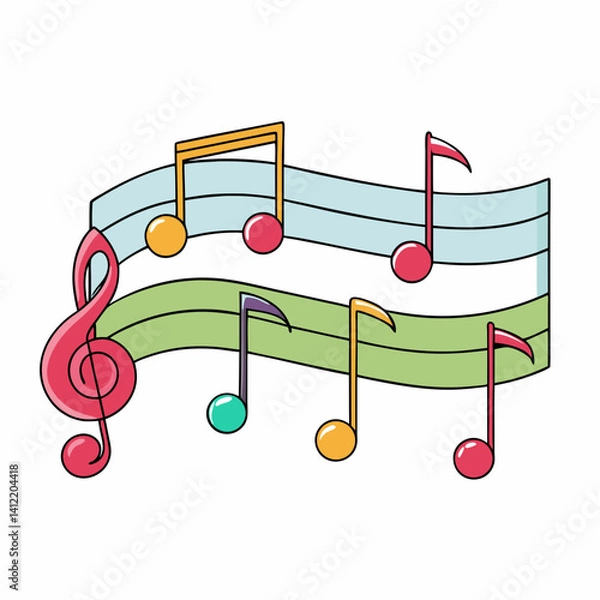 Fototapeta music notes simple design vector style