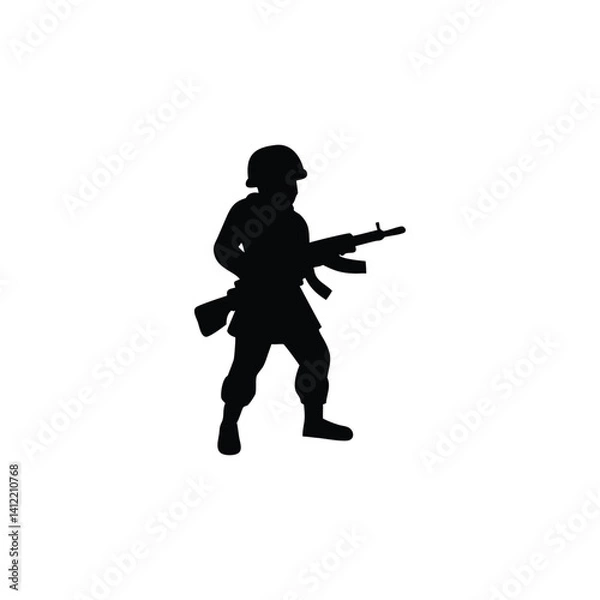 Obraz Soldier Silhouette with Rifle | Military Army Combat Icon