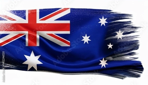 Fototapeta australian flag in the wind