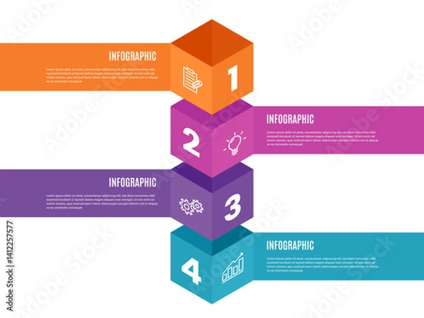Obraz timeline infographic template. 4 step or options
