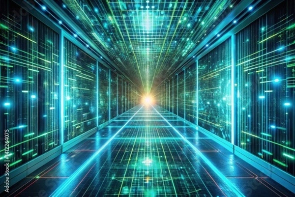 Fototapeta Data Stream Digital Tunnel Abstract