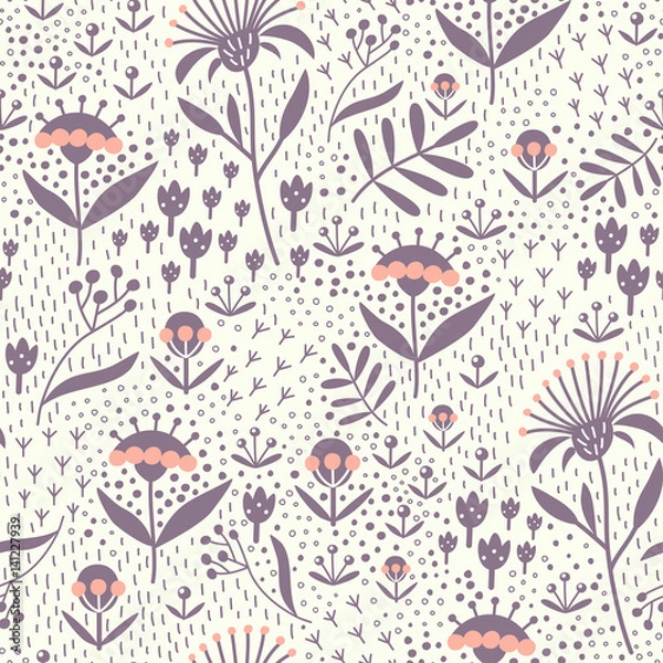 Obraz Seamless floral pattern with hand drawn elements