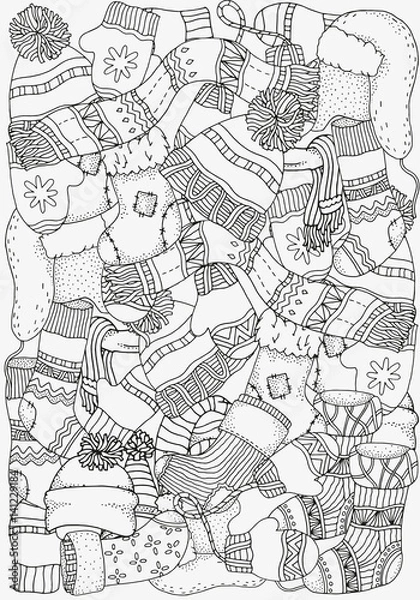 Fototapeta Set of winter sketches.