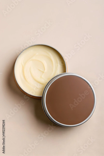 Obraz Minimal Cosmetic Mockup Featuring a Cocoa Butter Product in a Sleek Tin Design