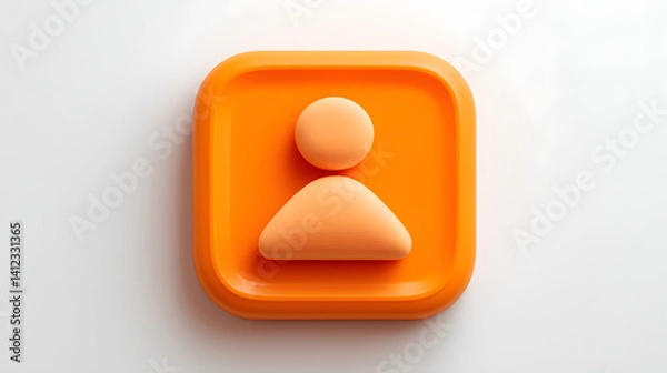 Obraz A vibrant orange icon featuring a stylized person symbol with smooth, rounded edges.