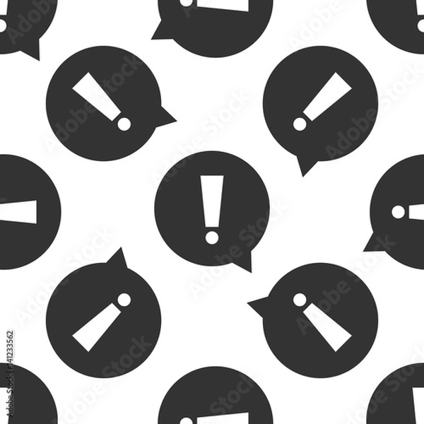 Fototapeta Exclamation mark in circle. Hazard warning symbol icon seamless pattern on white background. Vector Illustration