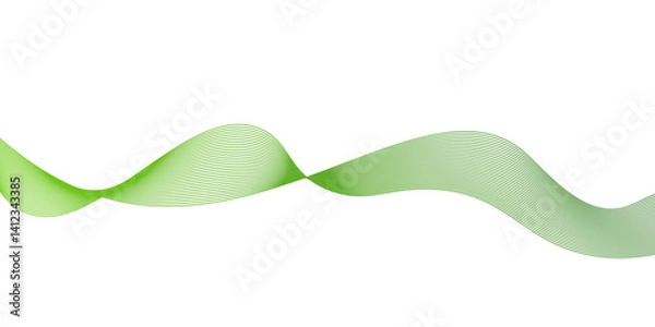Fototapeta Abstract blue and green gradient wavy flowing line blend background.Transparent horizontal green wave on white.Colorful vector background.green wave melody lines on white background,