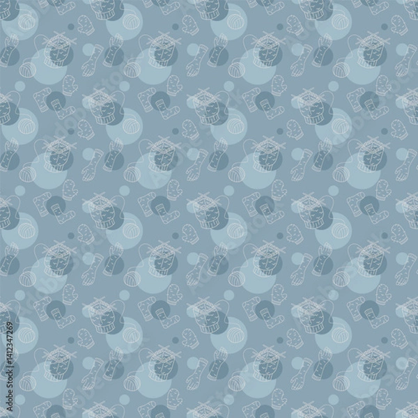 Fototapeta Seamless pattern with circular knitting and clothes color. Illustration for your projects.
