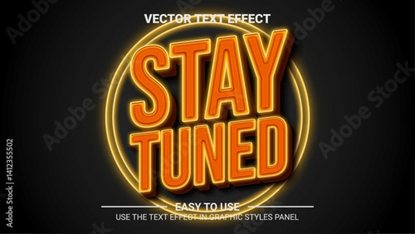 Obraz 3d neon stay tuned editable text effect
