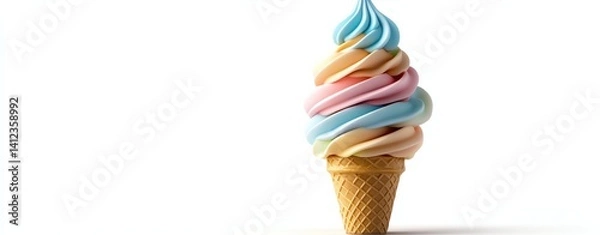 Fototapeta Colorful ice cream cone with swirls of flavor.