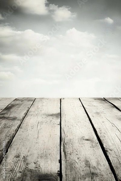 Fototapeta Rustic Wooden Planks Sky Background Texture