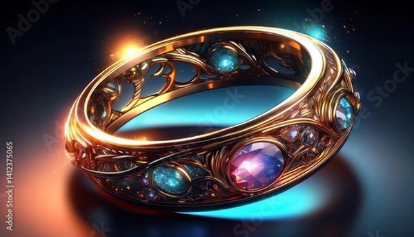 Fototapeta gold ring with diamonds