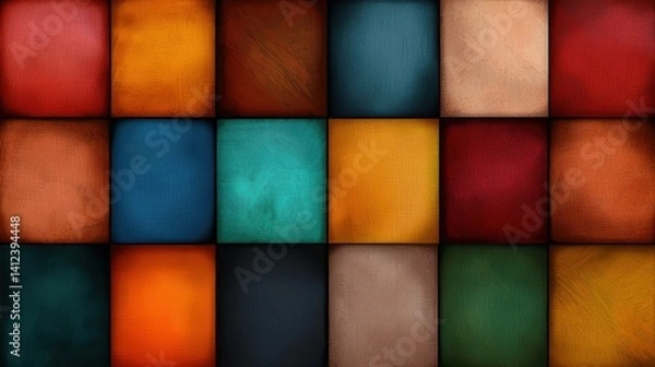 Fototapeta Colorful textured square pattern background