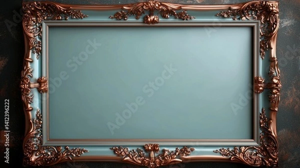 Fototapeta Ornate Copper Picture Frame on Dark Background
