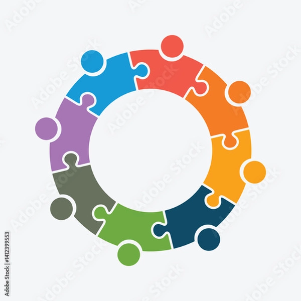 Obraz Circular 8 People Team Puzzle Connection Diversity Collaboration Leadership Icon