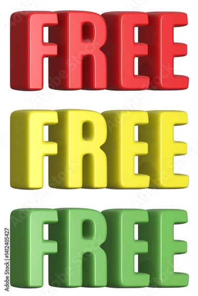 Obraz set of 3d render free PNG images, colorful, red, yellow, green