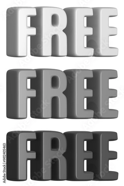 Fototapeta set of 3d render free PNG images, grayscale, white, gray, black