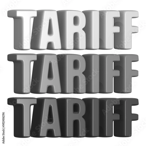 Fototapeta set of 3d render tariff PNG images, grayscale, white, gray, black