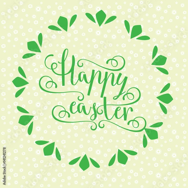 Fototapeta  hand calligraphic font with happy Easter text