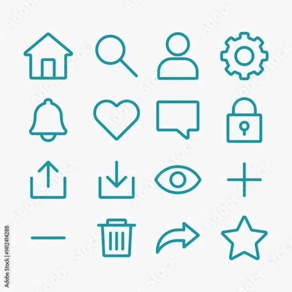 Obraz ui vector icons outline set