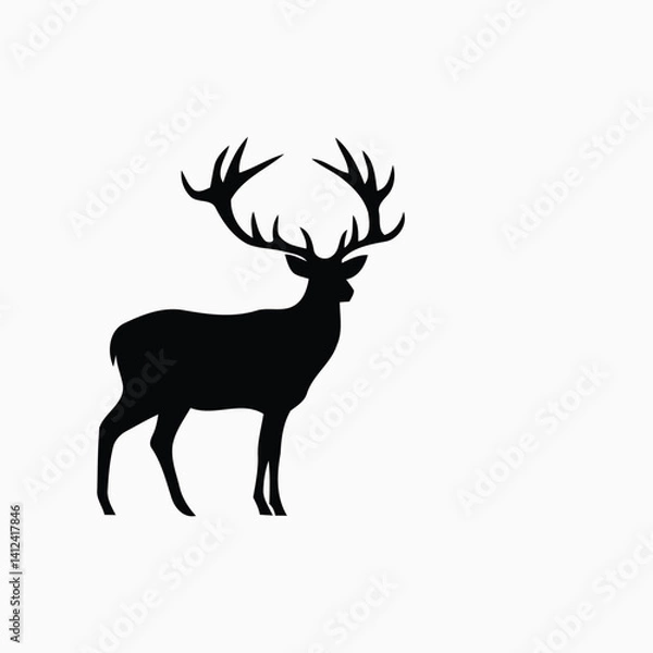 Obraz Creative simple Deer silhouette vector Style with white background