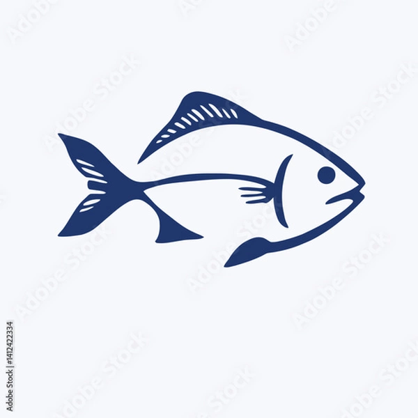 Obraz Fish Logo Design Silhouette Vector Illustration On a White Background