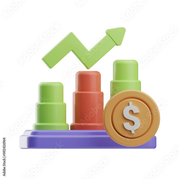 Obraz Financial Growth Chart with Currency