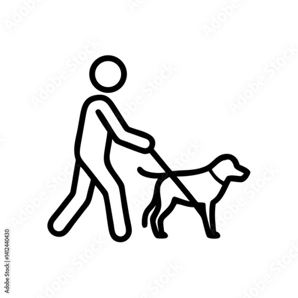 Obraz Blind person walking with guide dog icon