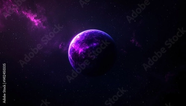 Fototapeta Purple planet in deep space