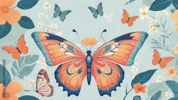 Fototapeta butterfly on a flower
