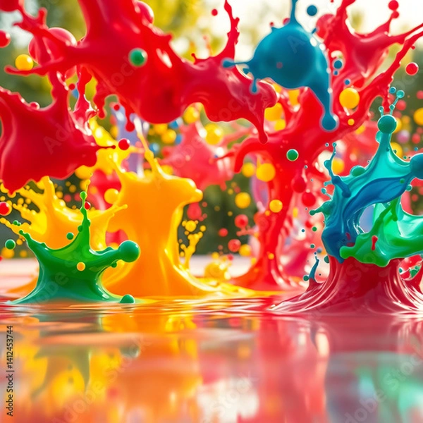 Obraz  bright ink drops scattered in all directions