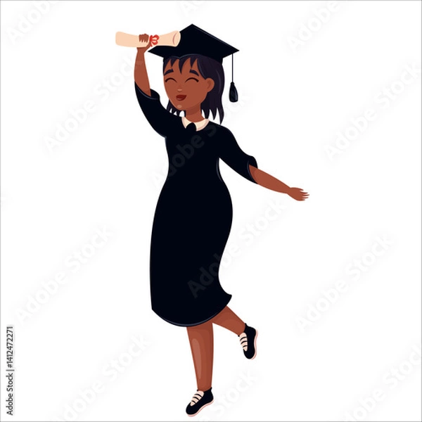 Fototapeta Happy graduates in colleges and universities, students in academic gowns. Celebrating graduation day.