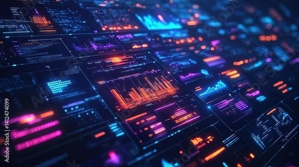 Fototapeta Futuristic Data Visualization and Analysis