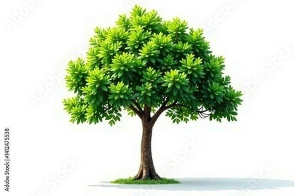 Fototapeta Single isolated tree branch on white background with subtle shadows, nature photography, tree