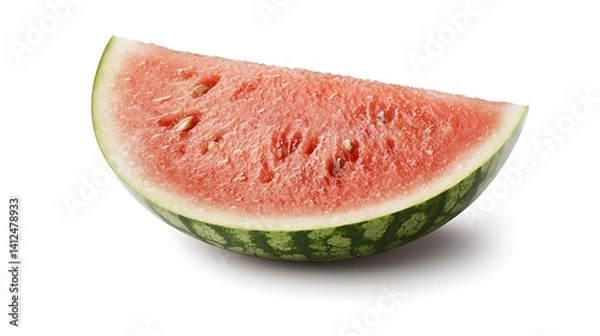 Obraz Refreshing Watermelon Slice: A Close-Up of Summer's Delight with Green Rind and Juicy Red Flesh.