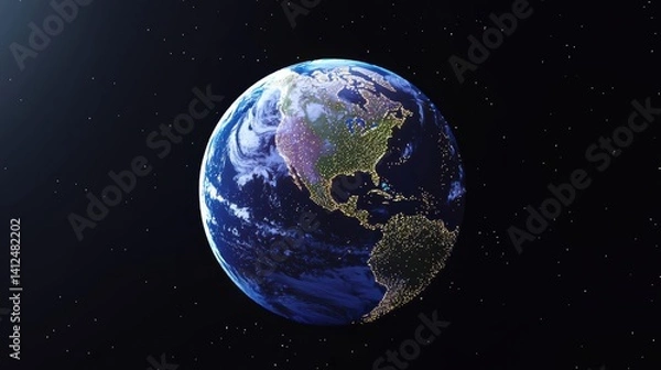 Obraz Exploration of earth from space global perspective digital art cosmic environment aerial view planet sustainability