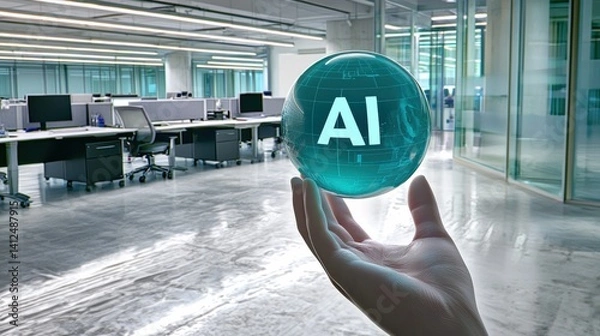 Obraz Ai innovations transforming business operations in modern offices digital environment futuristic perspective