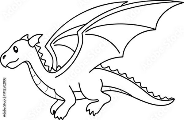 Fototapeta flying dragon, fantasy silhouette, angry dragon, mythical monster, RPG character, dragon outline, fierce beast, medieval dragon, dark creature, fantasy artwork, silhouette vector, magical animal, epic
