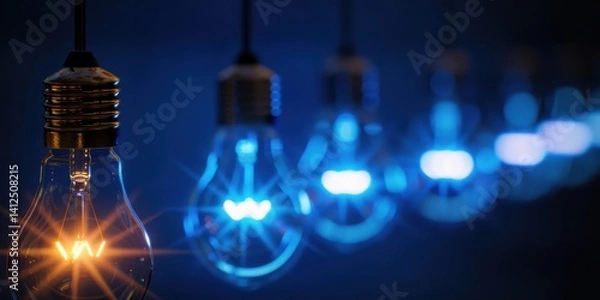 Fototapeta A single light bulb hanging from a string