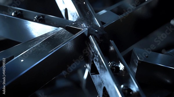 Fototapeta Steel fabricator welding structural components in a factory setting. Featuring metalwork precision