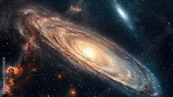 Fototapeta Spectacular Spiral Galaxy Formation Unveiling Cosmic Wonders and Galactic Evolution