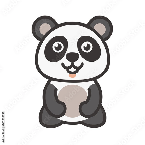 Obraz Cute Cartoon Panda Character Illustration on Black Background