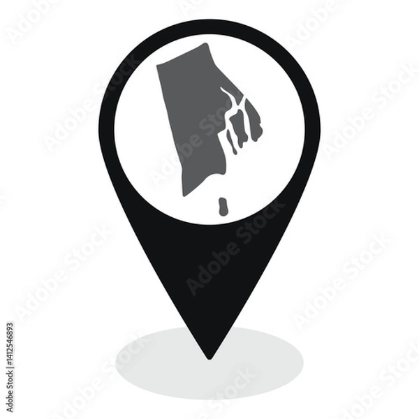 Fototapeta Rhode Island state map. Map of Rhode Island state on map pinpoint in black color