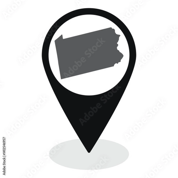 Obraz Pennsylvania state map. Map of Pennsylvania state on map pinpoint in black color
